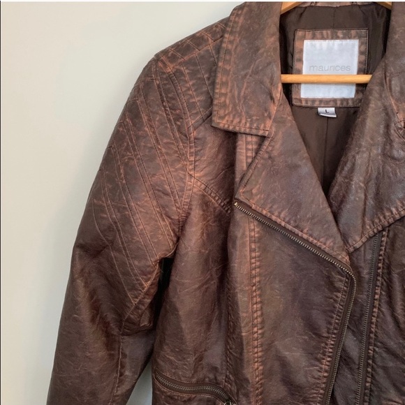 COPY - Brown faux leather moto jacket spring and fall - Picture 5 of 8